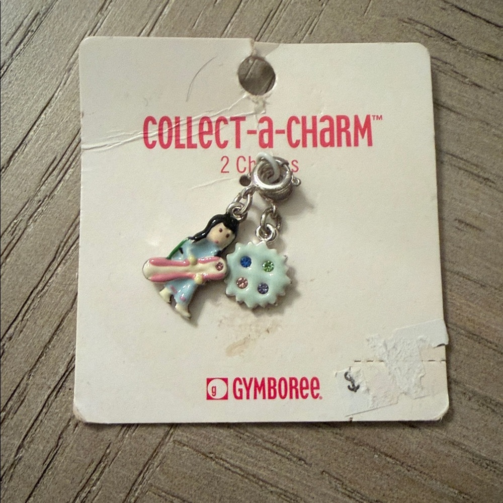 Vintage Gymboree Charm Set with Surfer Girl and Blue Sun with Rhinestones